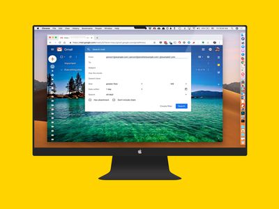 Apple monitor mockup with Gmail filter onscreen
