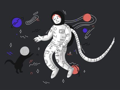 An illustration of an astronaut and a cat