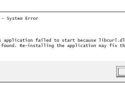 Screenshot of a libcurl.dll error message