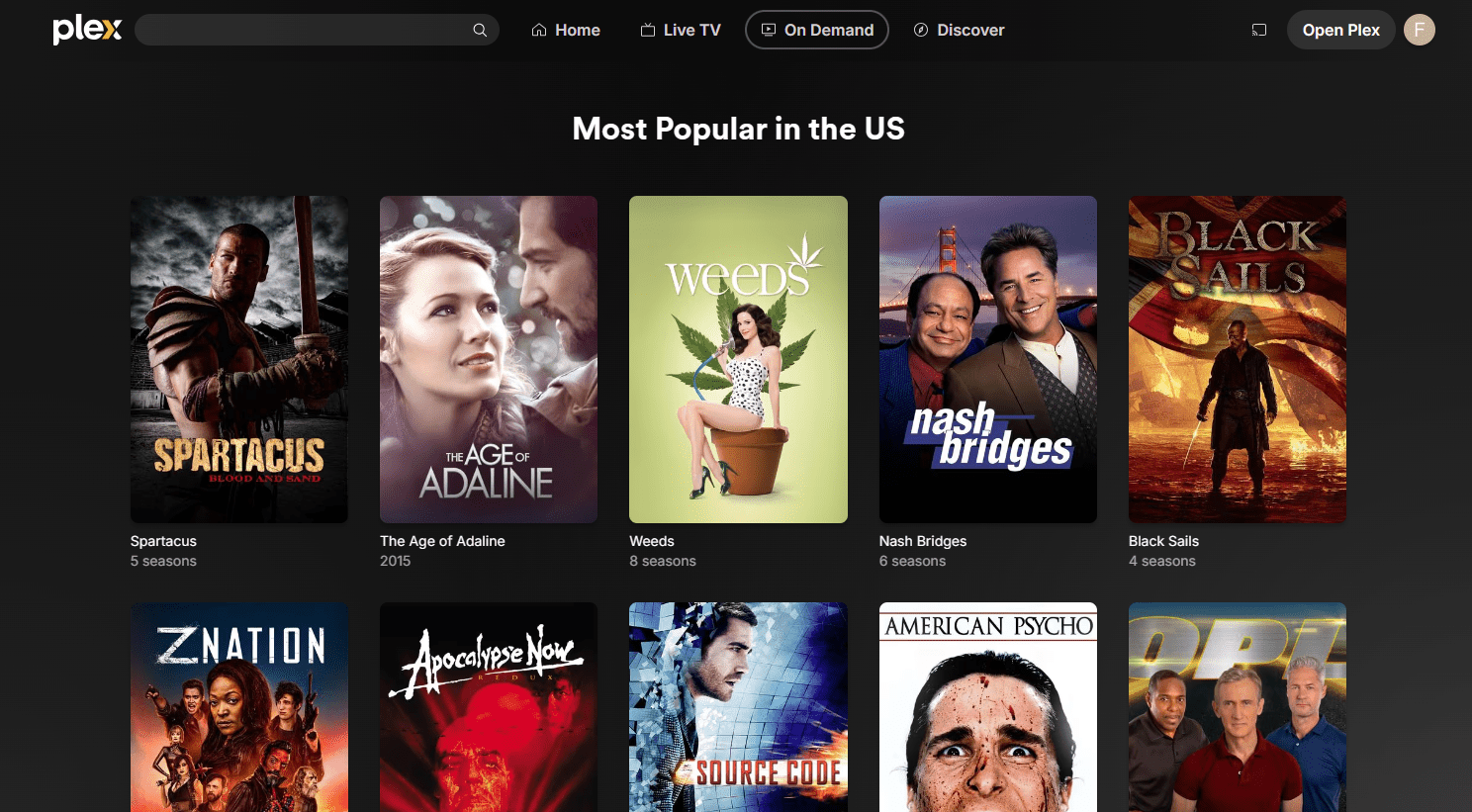 Some popular free movies on Plex